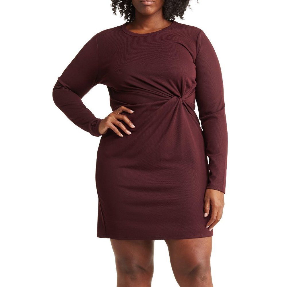 Socialite Curve Knot Twist Long Sleeve Dress NWT Sz 3X